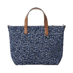 Blue Shopper With Top Handles And All-Over FF Motif In Cotton Man