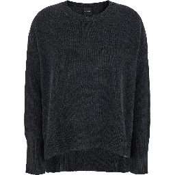 Dark Grey Oversized Crewneck Sweater in Cashmere Woman