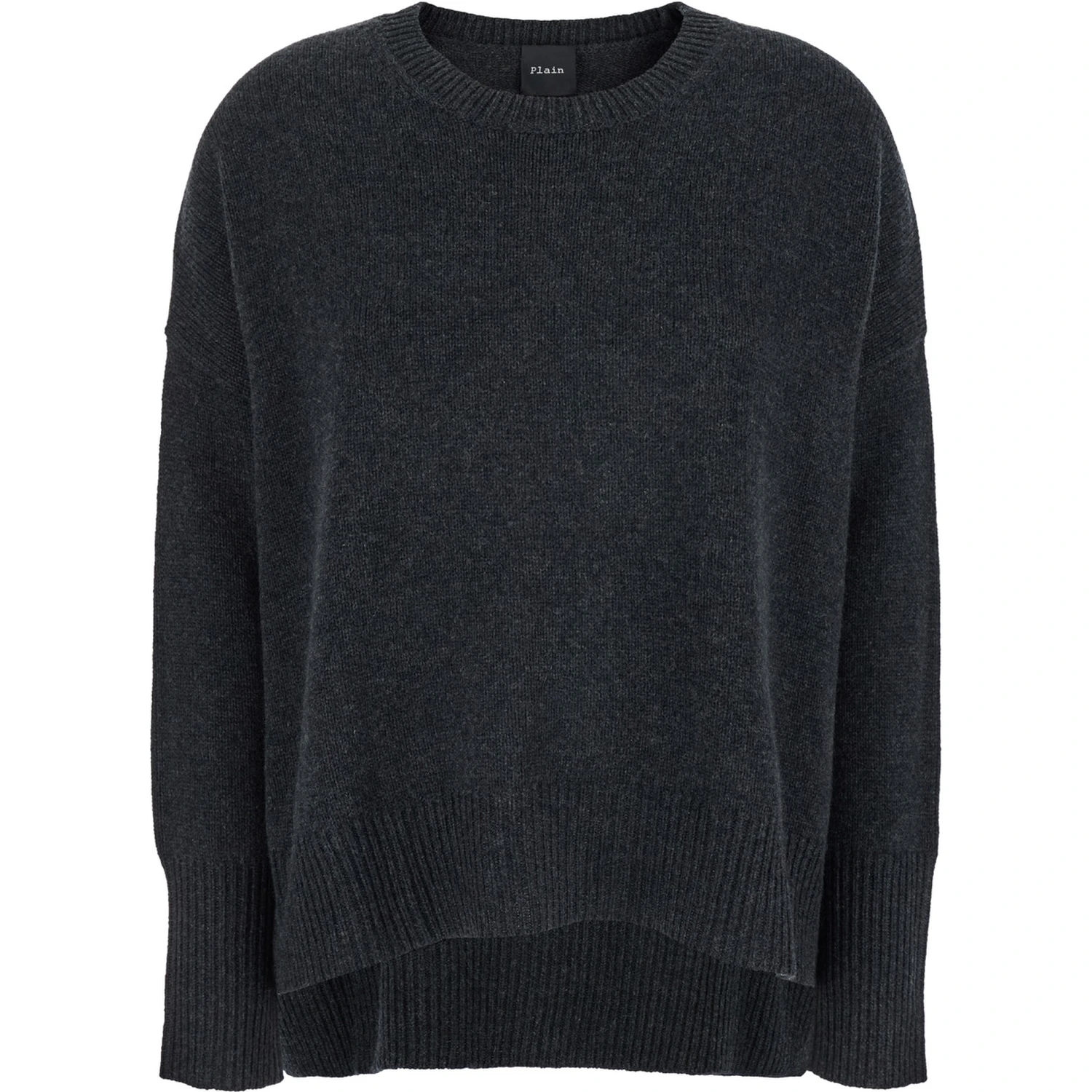 Dark Grey Oversized Crewneck Sweater in Cashmere Woman