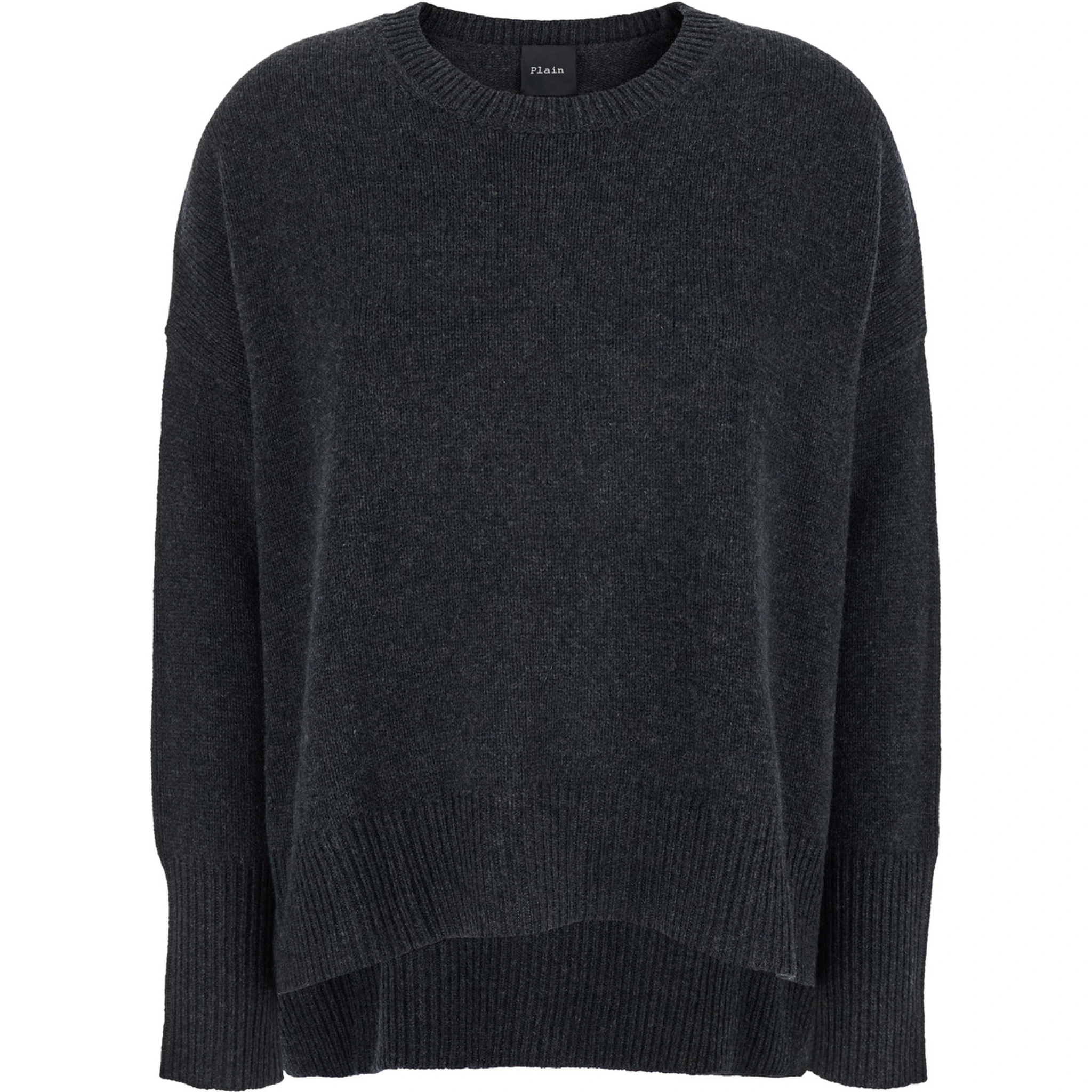 Dark Grey Oversized Crewneck Sweater in Cashmere Woman