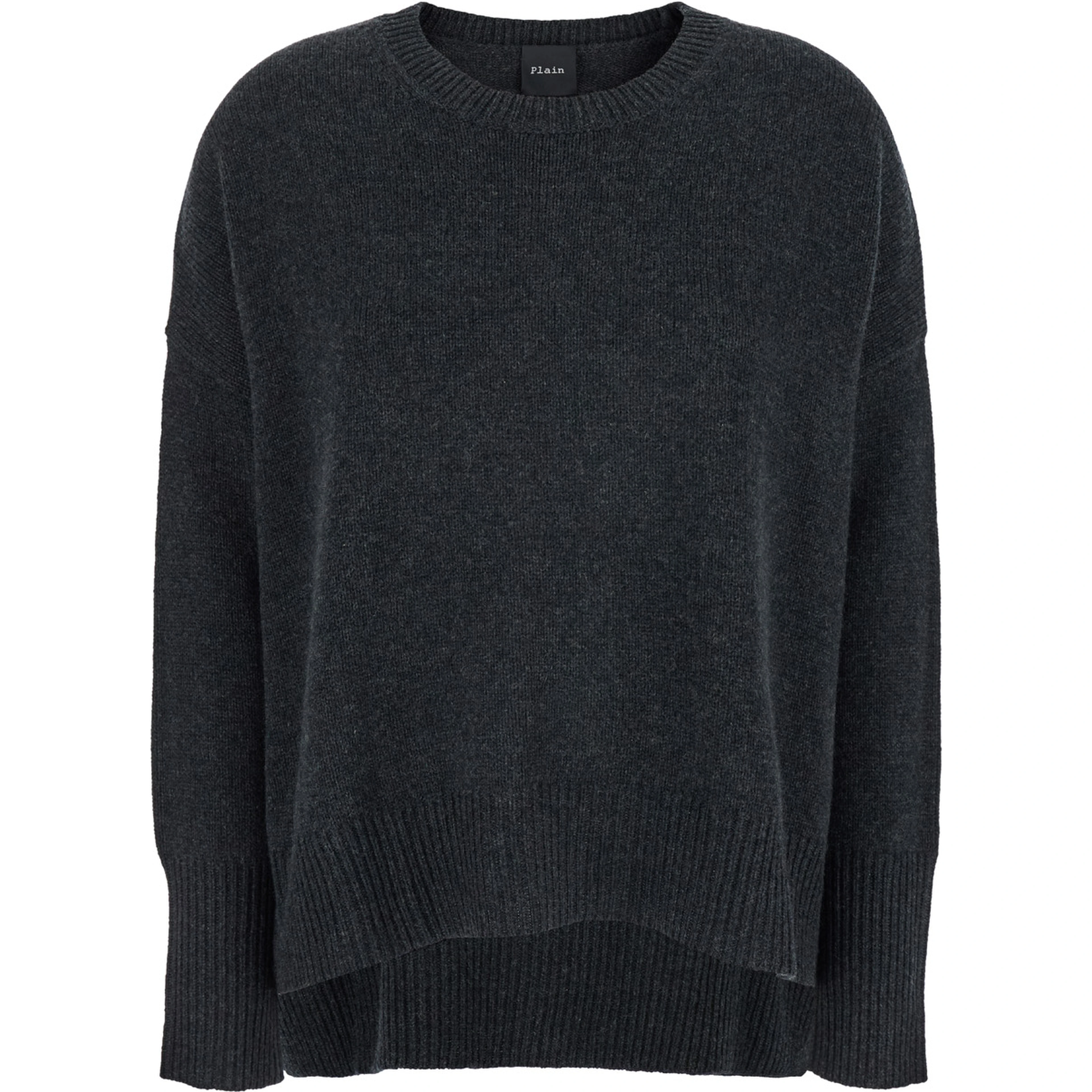 Dark Grey Oversized Crewneck Sweater in Cashmere Woman