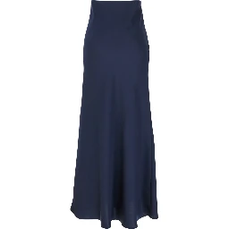 Blue Long Skirt with Ruffle Detail at the Bottom in Satin Woman