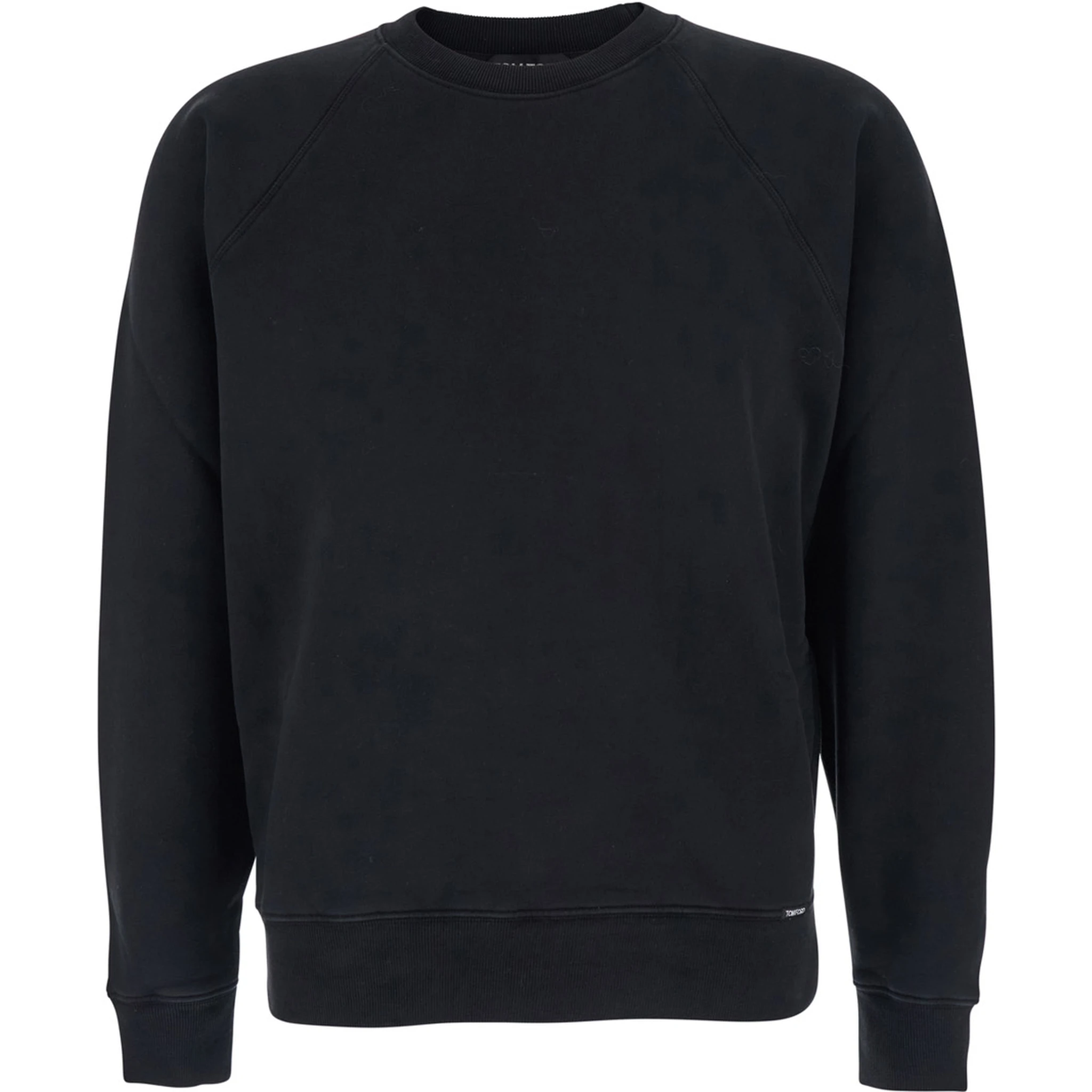 Black Crewneck Sweatshirt with Logo Patch on the Front in Cotton Man