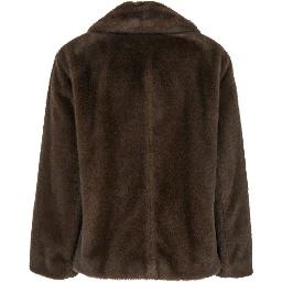 Laura Brown Double-Breasted Jacket with Wide Notched Revers in Ecofur Woman