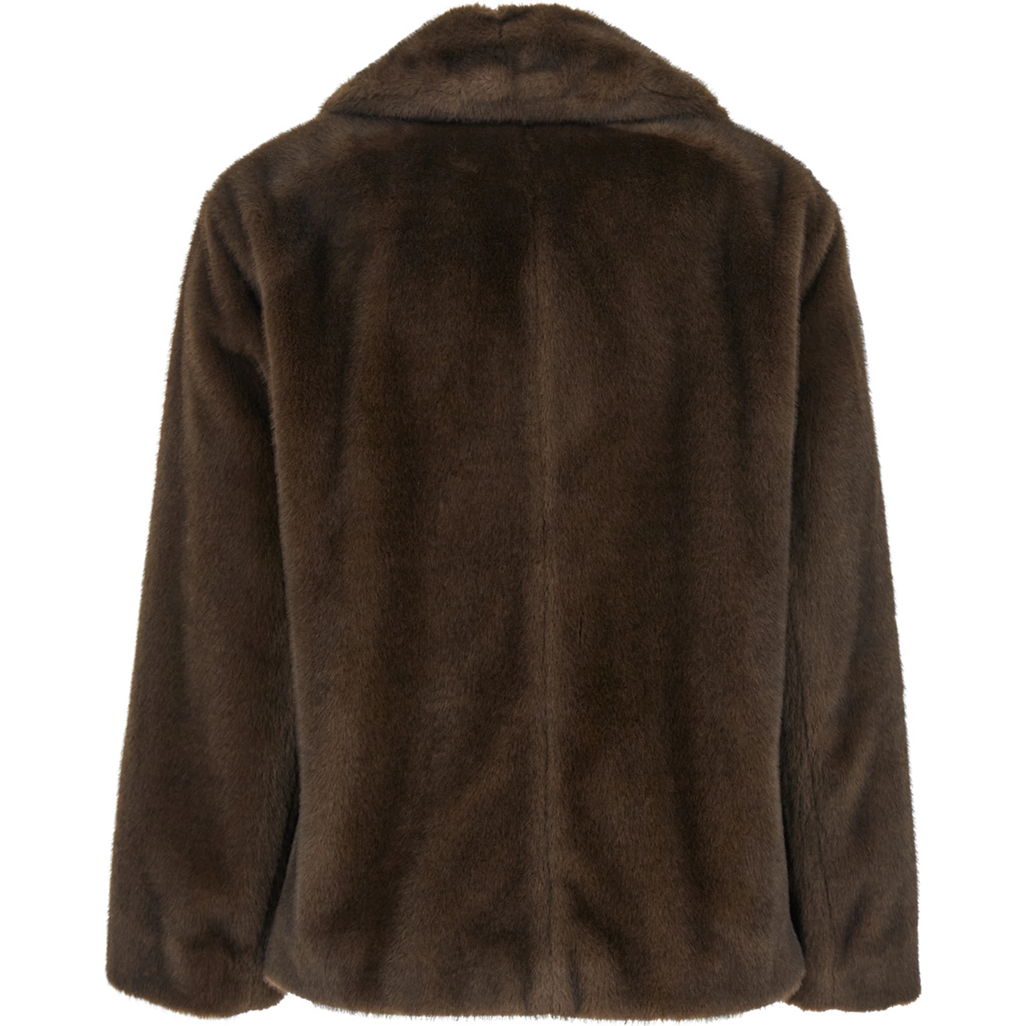 Laura Brown Double-Breasted Jacket with Wide Notched Revers in Ecofur Woman