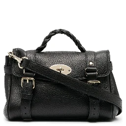 حقيبة يد صغيرة سوداء من أليكسا، مزودة بحزام كتف قابل للتعديل والإزالة ومقبض مضفر من الجلد المحبب للنساء