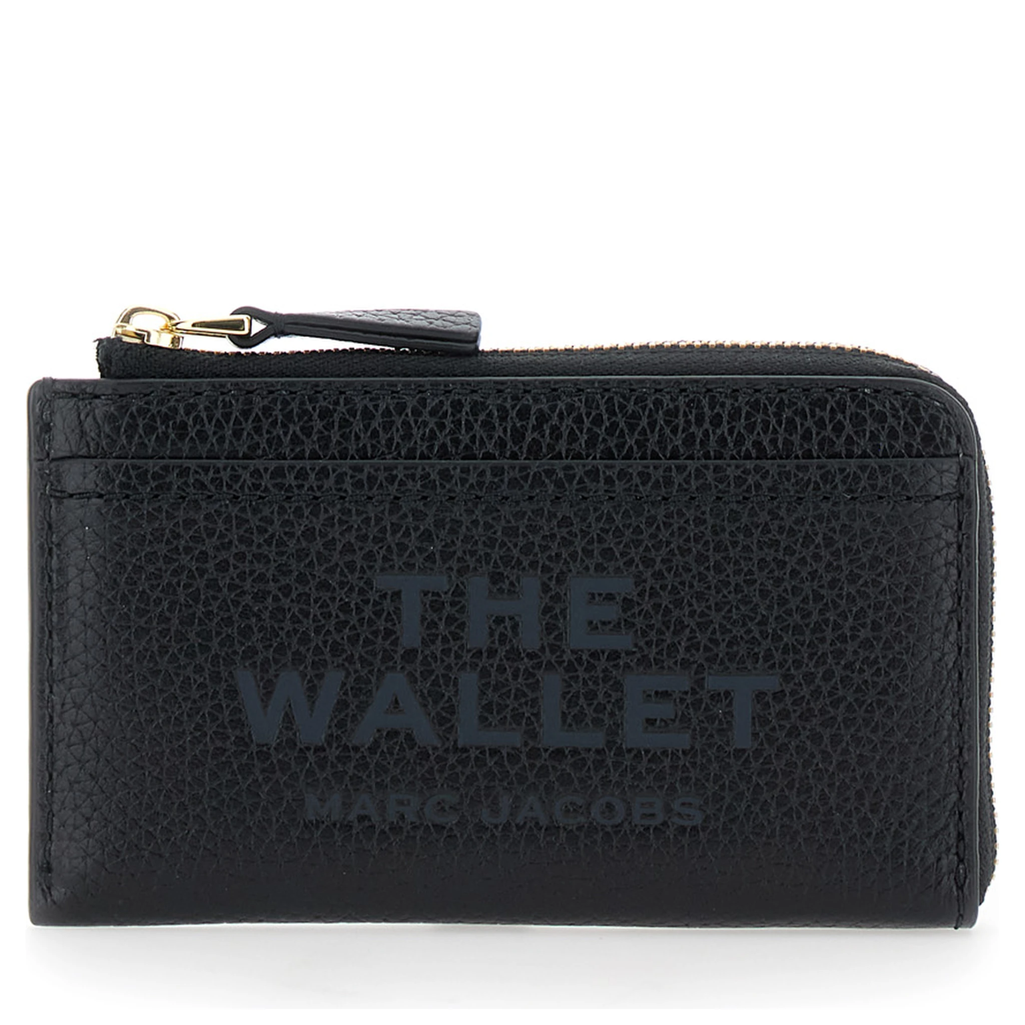 Black Wallet with Logo Detail and Snap Hook in Grained Leather Woman