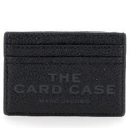 Black Card-Holder with Embossed Logo in Leather Woman