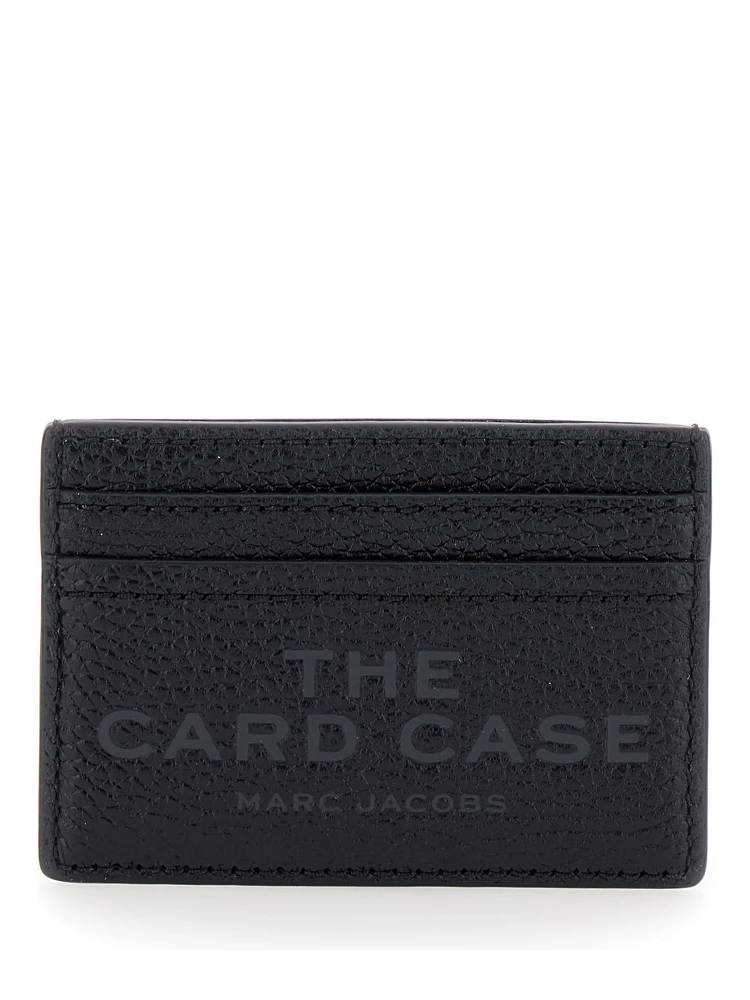 Black Card-Holder with Embossed Logo in Leather Woman