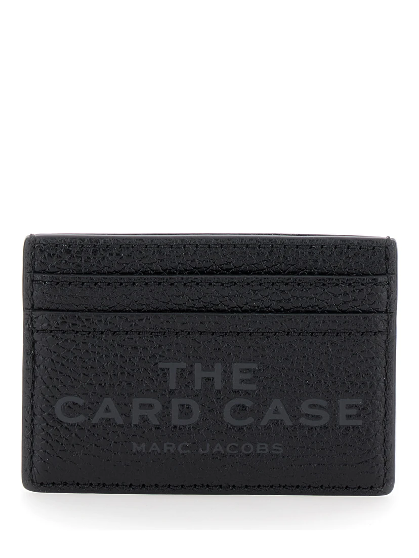 Black Card-Holder with Embossed Logo in Leather Woman