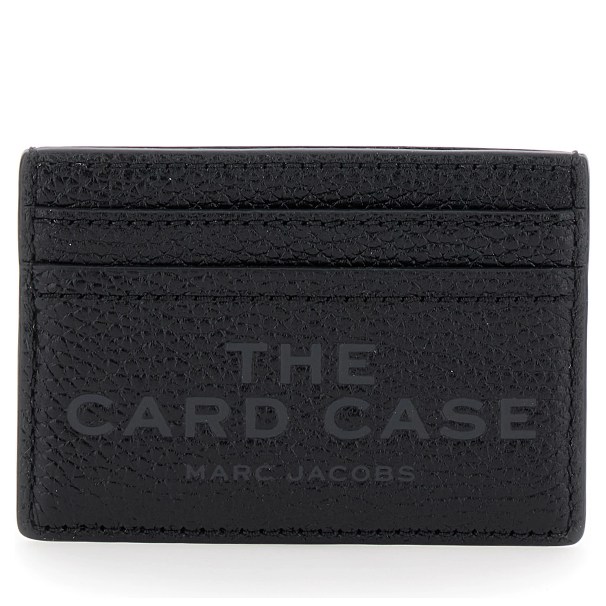 Black Card-Holder with Embossed Logo in Leather Woman