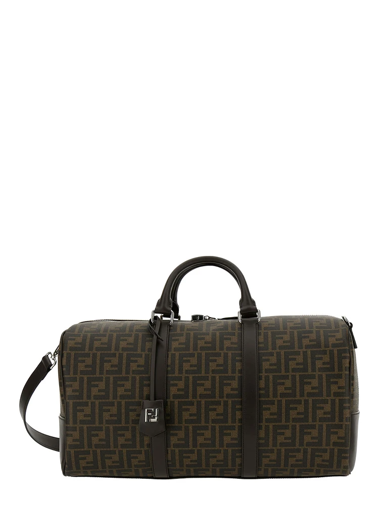 Large Duffle Brown Travel Bag with FF Motif in Fabric Man