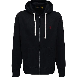 Black Cotton Hoodie with Logo