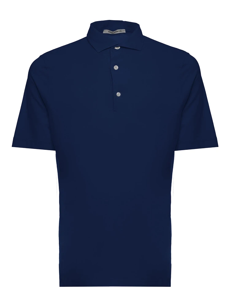 Gaudenzi Mans Blue Cotton Polo Shirt