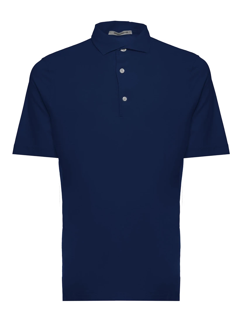Gaudenzi Mans Blue Cotton Polo Shirt