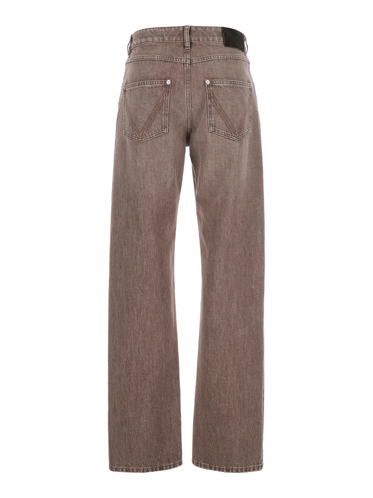 Brown Jeans with Logo Patch on the Rear and Washed Design in Denim Woman alternative