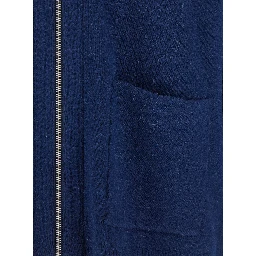 Blue Cardigan with V Neck and and Front Zip Closure in Wool Blend Man