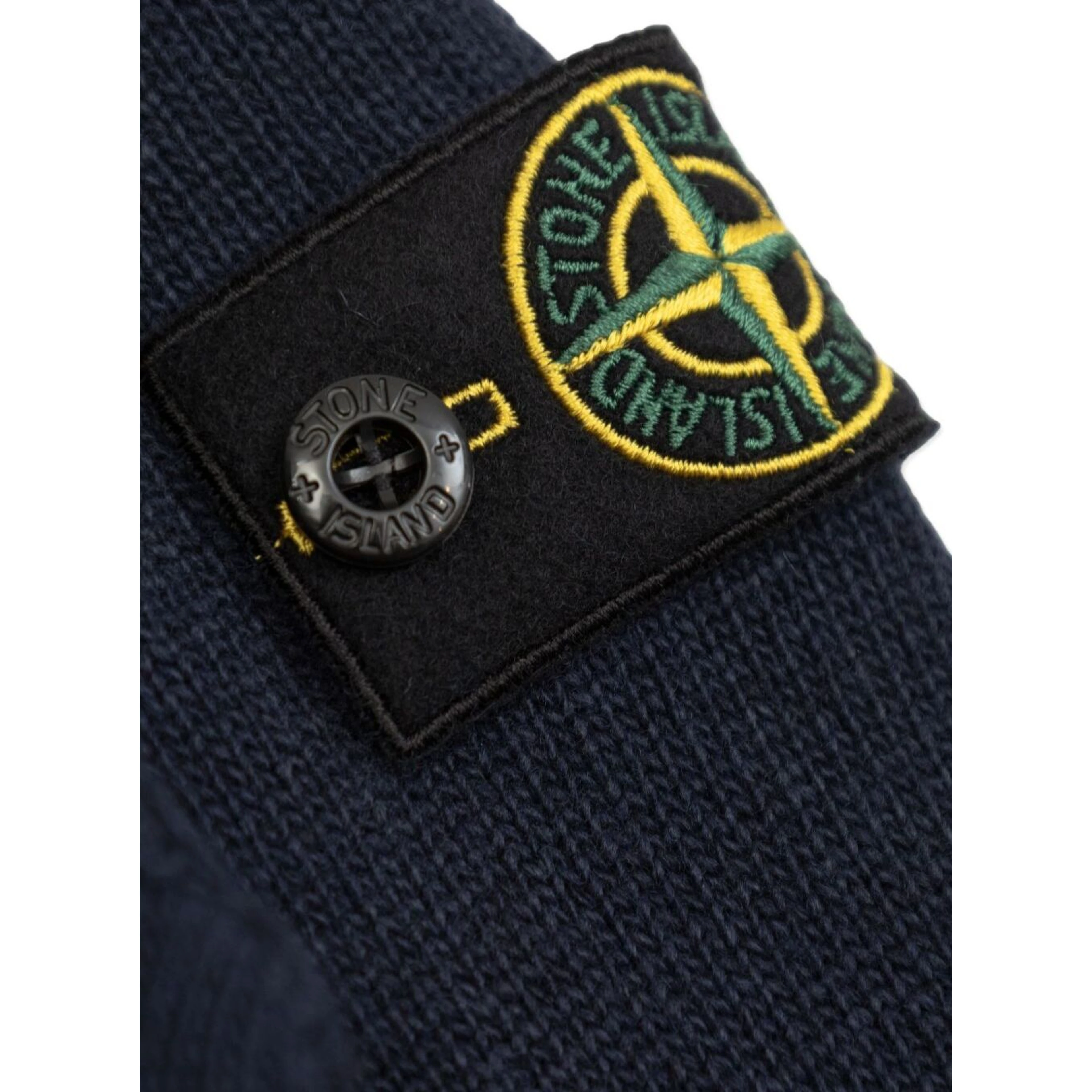 Blue Crewneck Sweater with Logo Patch on the Sleeve in Ribbed Trims in Wool and Cashmere Blend Boy