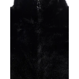 Annie Black Fur Jacket with Classic Collar and Front Zip Closure in Ecofur Woman