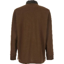 "Classic Fit" Brown Polo Shirt with Corduroy Collar and Logo Embroidery on the Front in Cotton Man