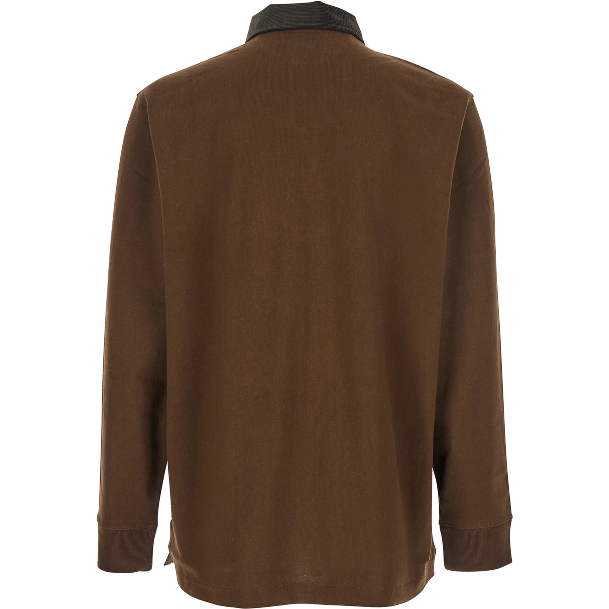 "Classic Fit" Brown Polo Shirt with Corduroy Collar and Logo Embroidery on the Front in Cotton Man