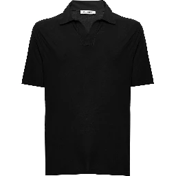 Gaudenzi Mans Black Cotton Polo Shirt