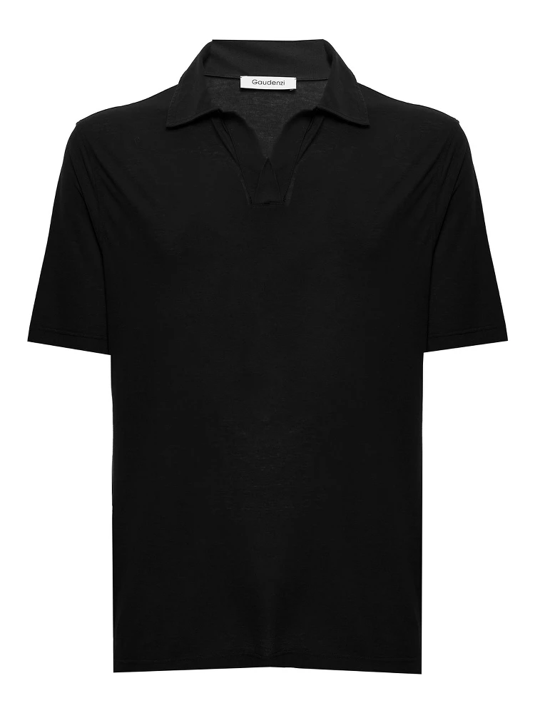 Gaudenzi Mans Black Cotton Polo Shirt