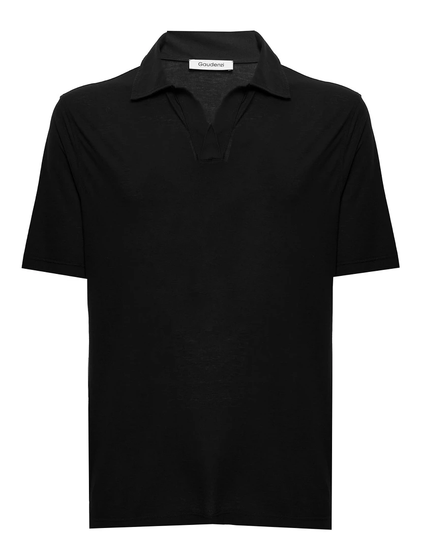 Gaudenzi Mans Black Cotton Polo Shirt
