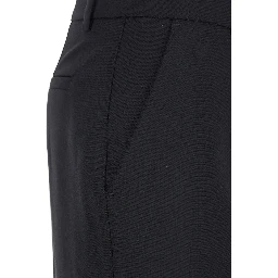 Black Pants with Belt Loops in Wool Blend Woman
