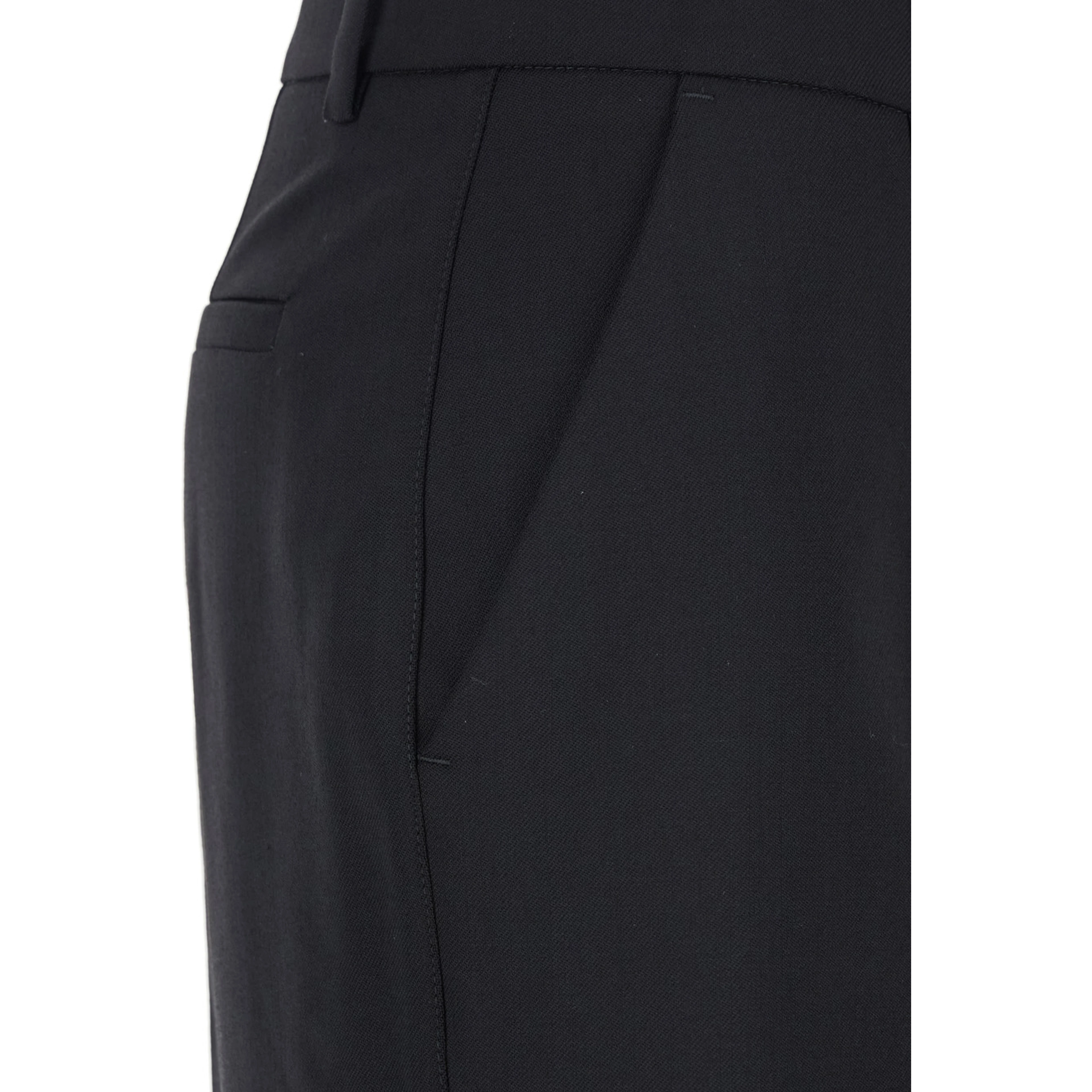 Black Pants with Belt Loops in Wool Blend Woman
