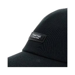 Black Baseball Cap with Logo Patch on the Front in Cotton Man