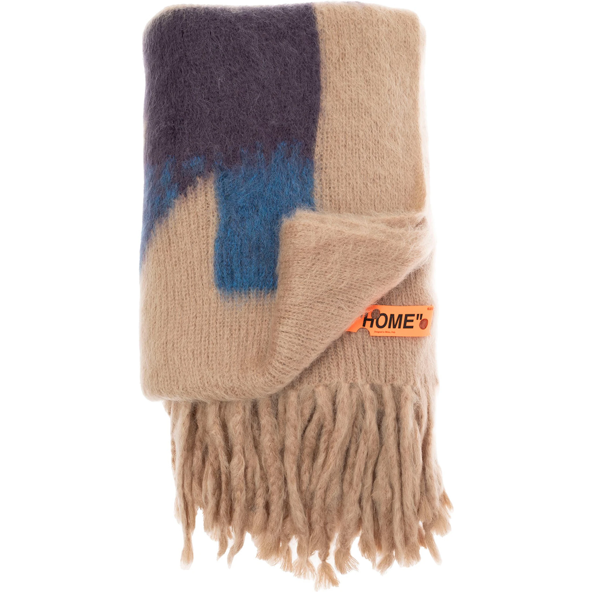 Beige Mohair Blanket with Arrow print Off White Home