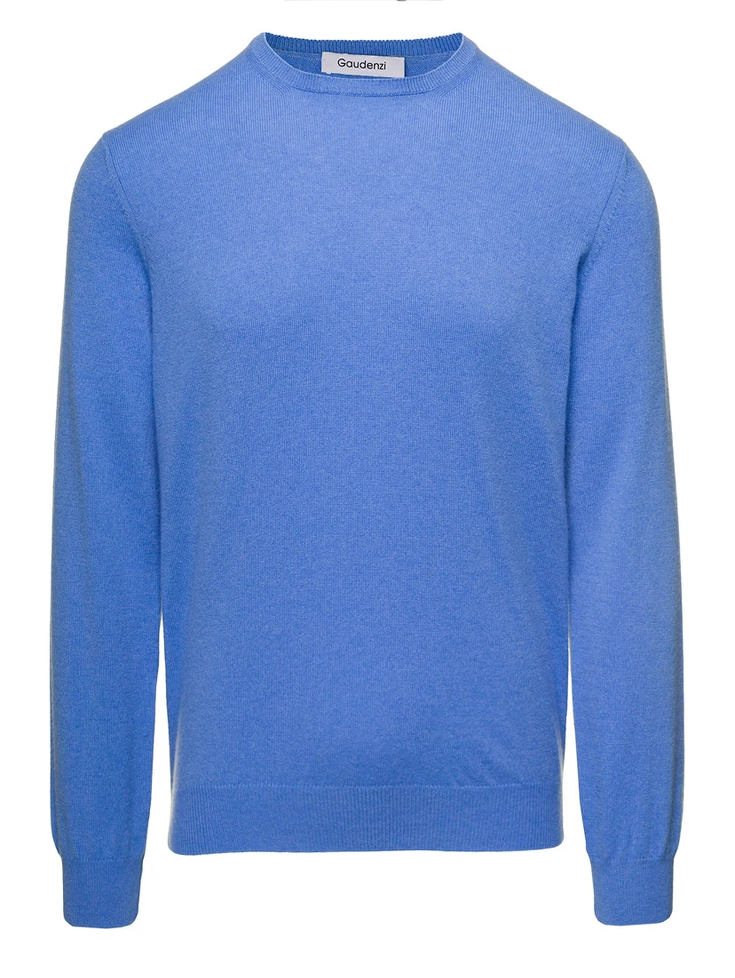 Cerulean Crewneck Sweater In Cashmere Man Gaudenzi