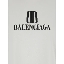 White Crewneck Cropped T-Shirt with Logo Lettering on the Front in Cotton Woman