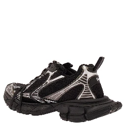 3XL Black Low Top Sneakers with Logo Detail in Tech Fabric Man