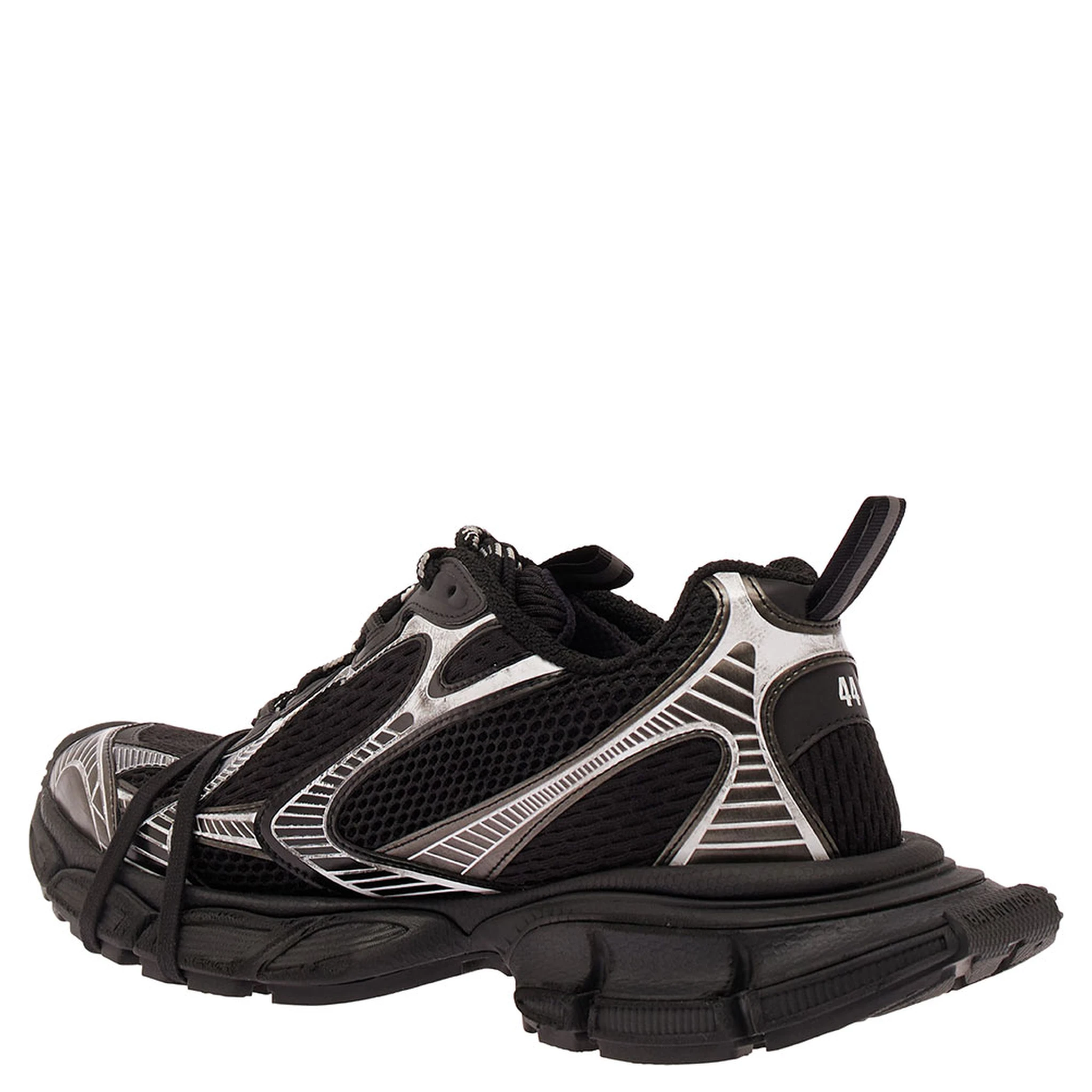 3XL Black Low Top Sneakers with Logo Detail in Tech Fabric Man