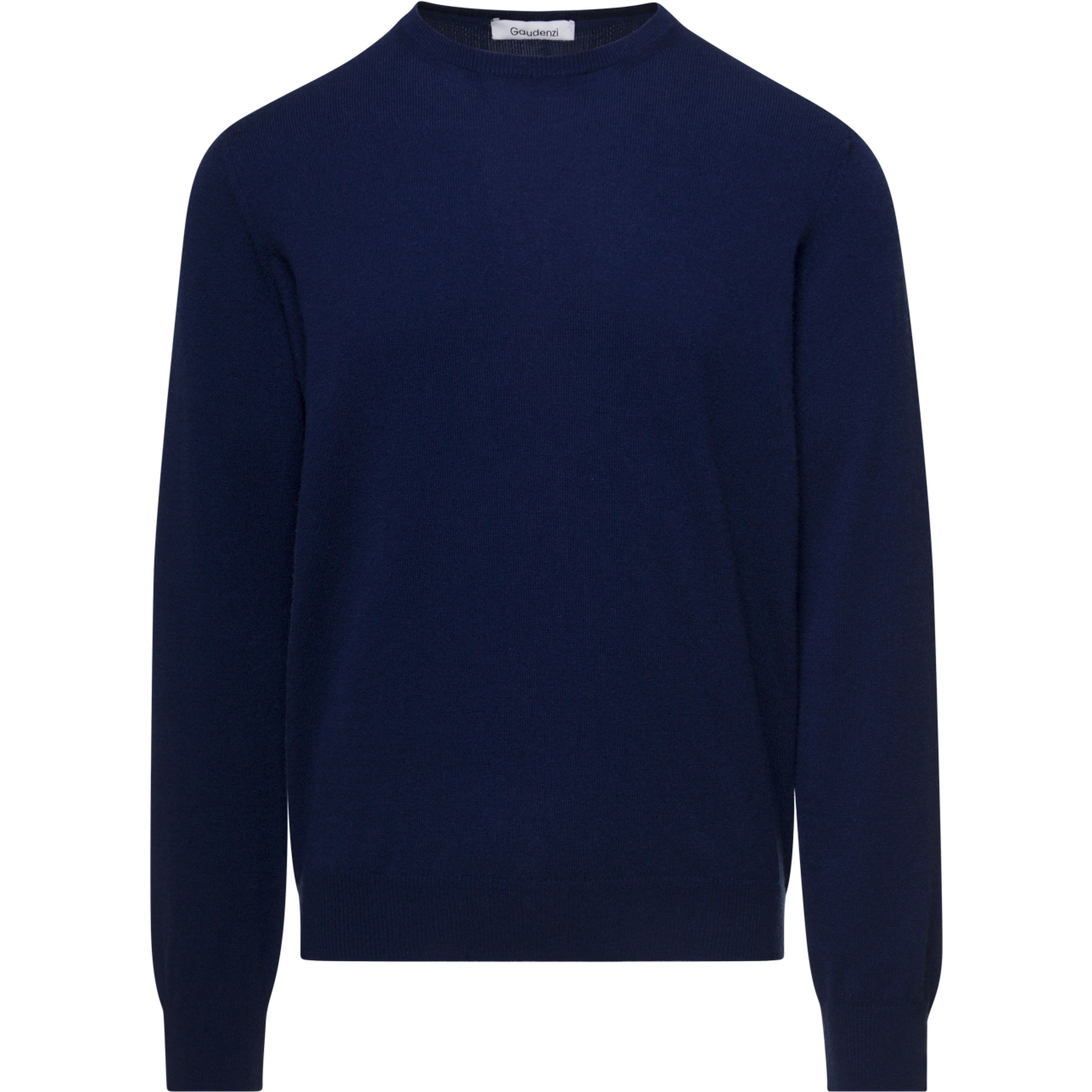 Blue Crewneck Sweater with Long Sleeves in Cashmere Man Gaudenzi