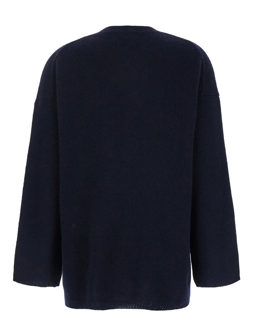 Blue Relaxed Crewneck Sweater in Cashmere Woman