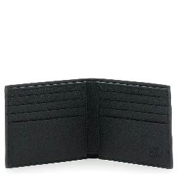 Black Wallet with Metallic VLogo on the Front in Hammered Leather Man