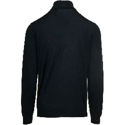 Black Turtleneck with Roll-Collar in Wool Man Gaudenzi