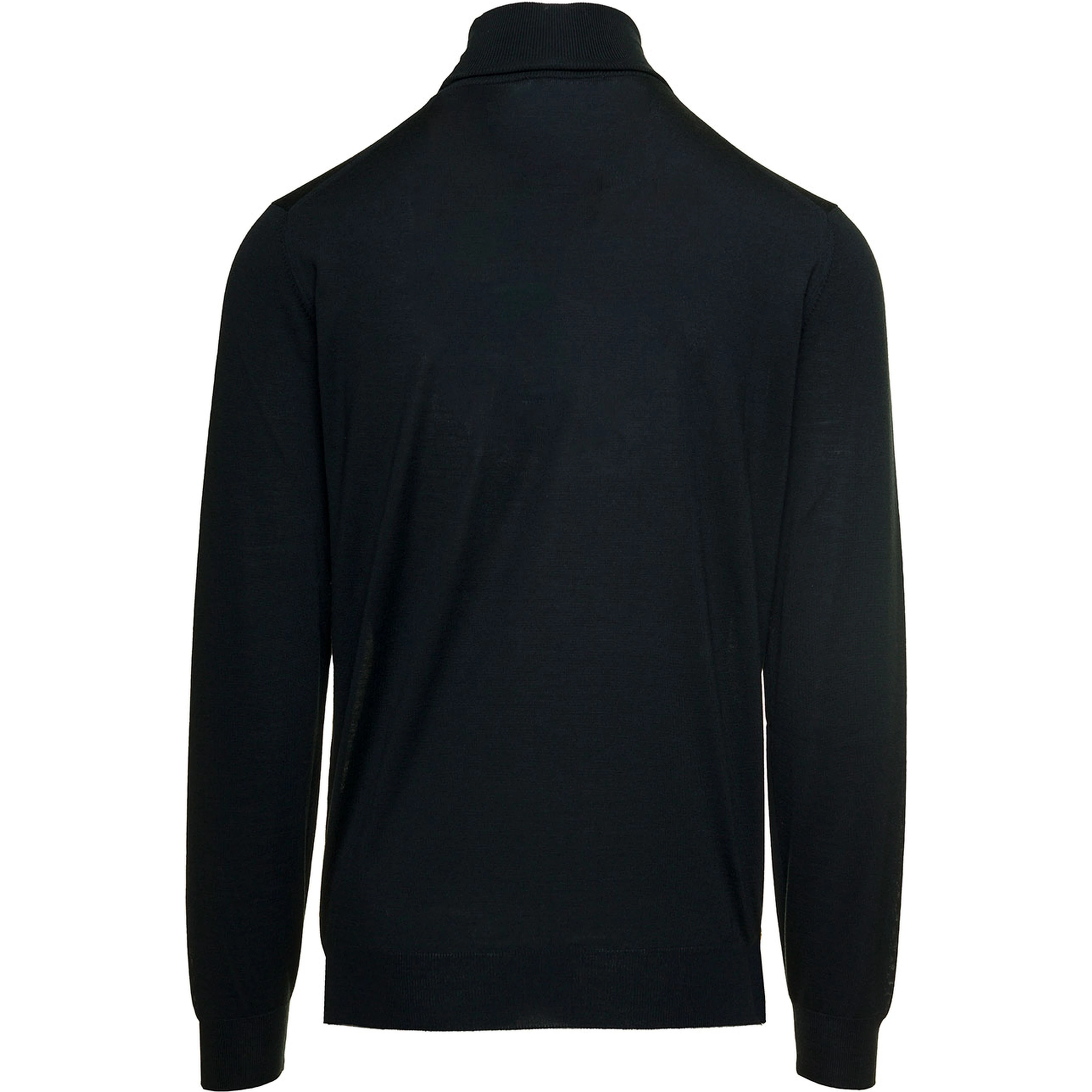 Black Turtleneck with Roll-Collar in Wool Man Gaudenzi