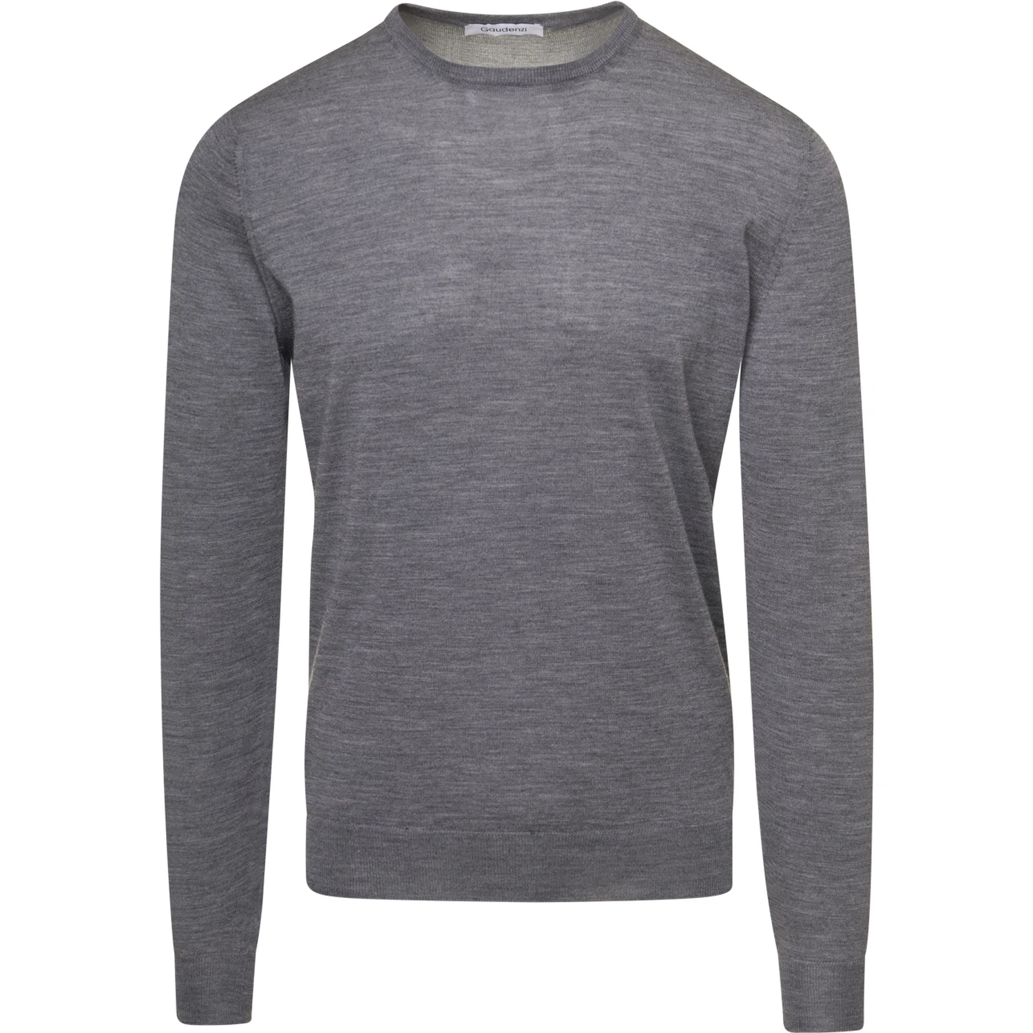 Grey Crewneck Sweater with Long Sleeves in Cashmere Man Gaudenzi