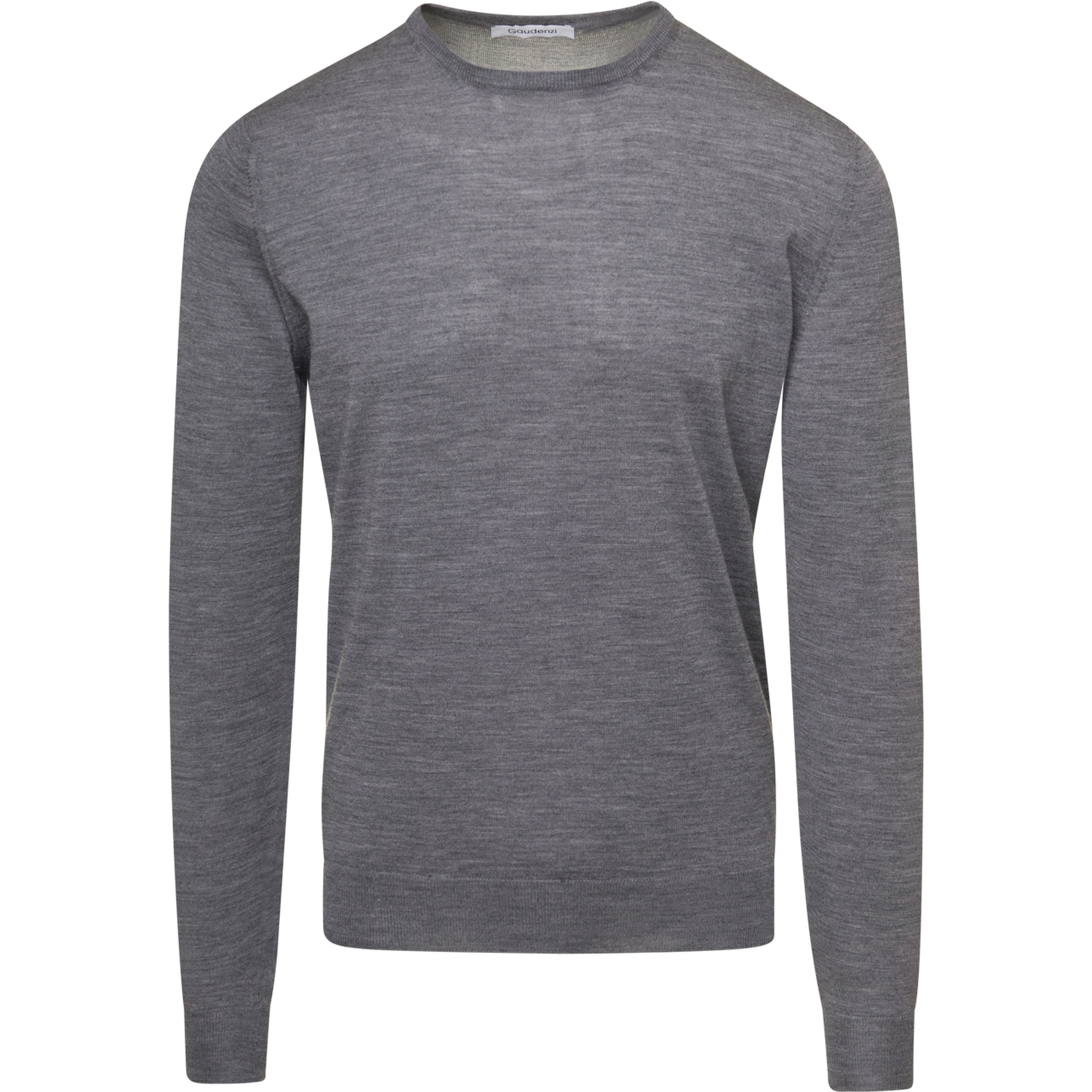 Grey Crewneck Sweater with Long Sleeves in Cashmere Man Gaudenzi