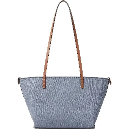 Blue Reversible Tote Bag with Two Top Leather Handles and All-Over FF Motif in Cotton Woman