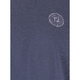 Blue Crewneck T-Shirt with Logo Print on the Front and Logo Patch on the Rear in Cotton Man