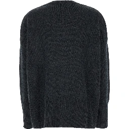 Dark Grey Oversized Crewneck Sweater in Cashmere Woman