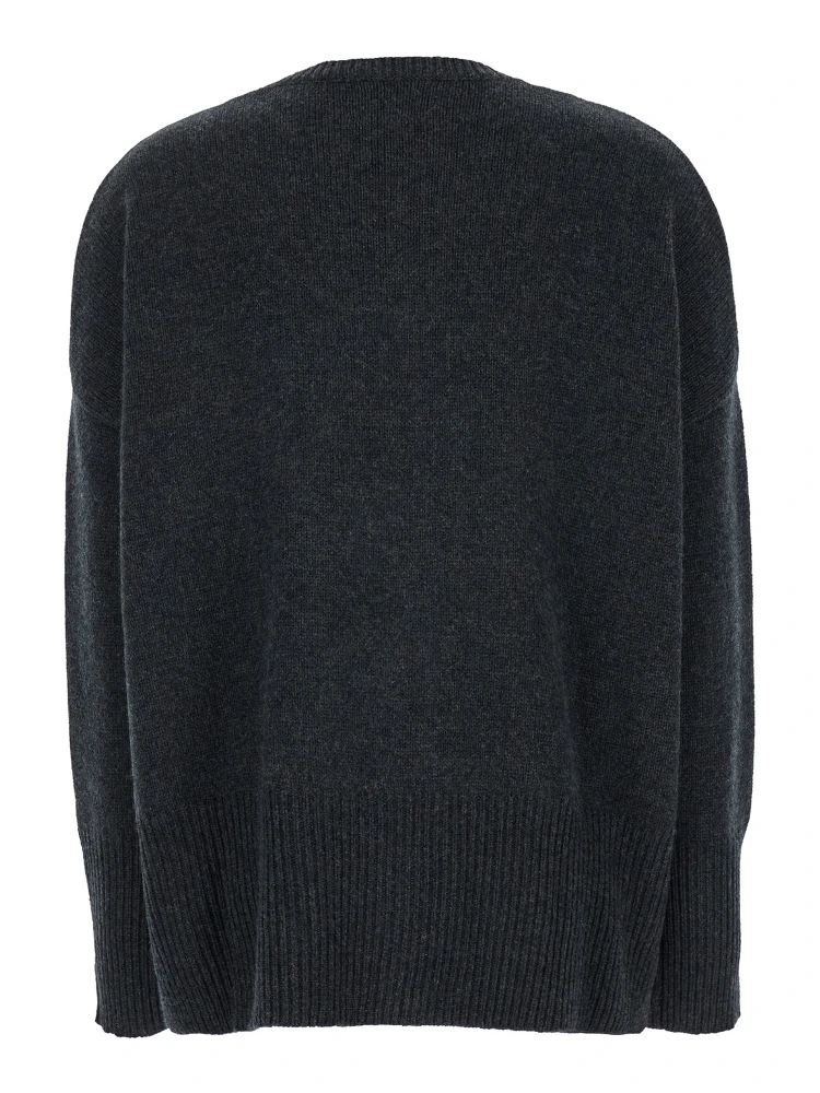Dark Grey Oversized Crewneck Sweater in Cashmere Woman alternative
