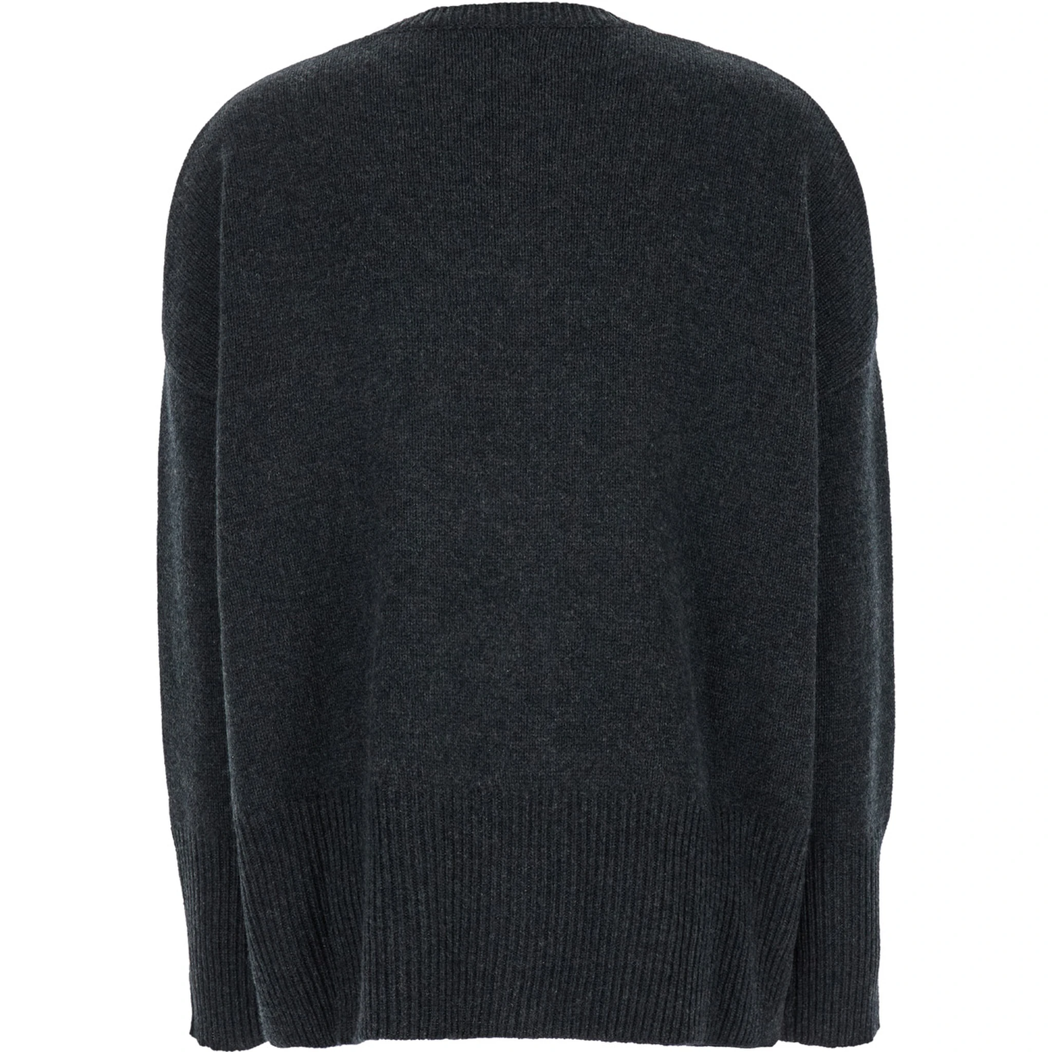 Dark Grey Oversized Crewneck Sweater in Cashmere Woman