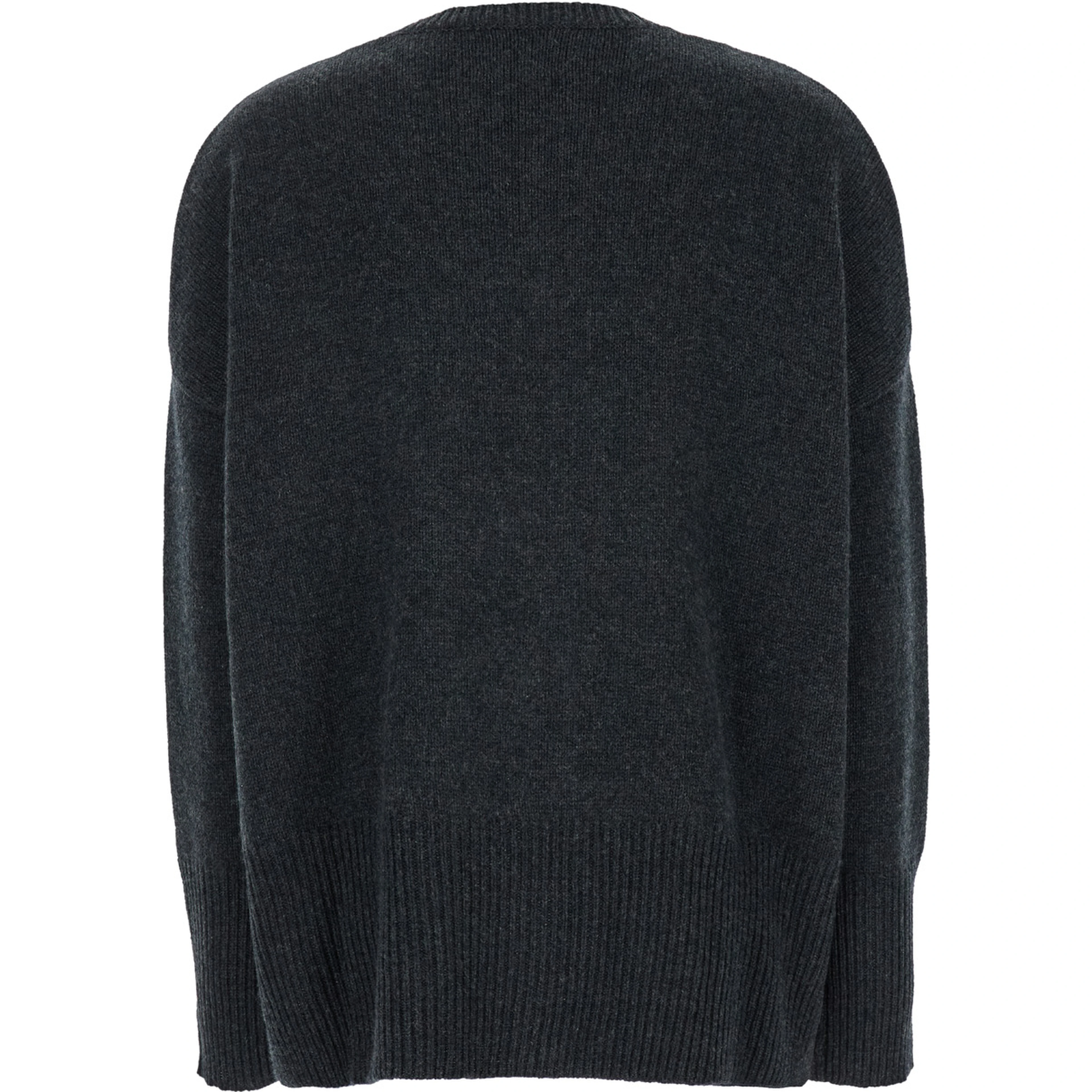 Dark Grey Oversized Crewneck Sweater in Cashmere Woman