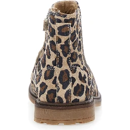 Multicolor Ankle Boots with Side Logo and Leopard Motif in Fabric Girl